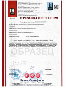 Сертификат в системе ISO 14001